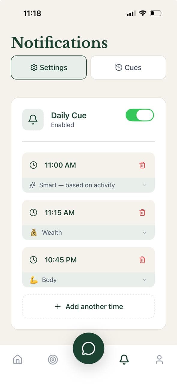 Daily AI-tailored cues from coaches based on your goals and challenges.